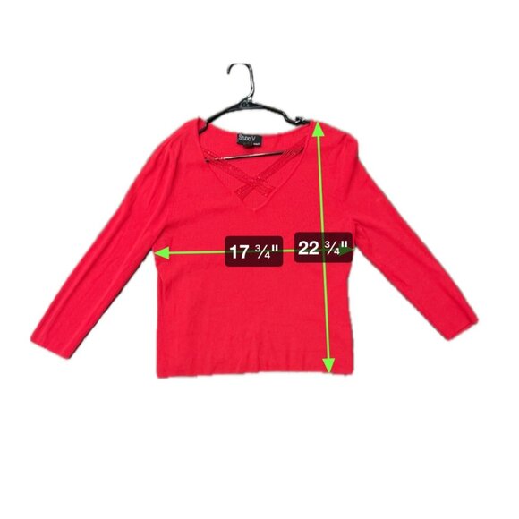 Studio V By Versailles Womens Red Sweater V Neck Size L - Picture 6 of 8